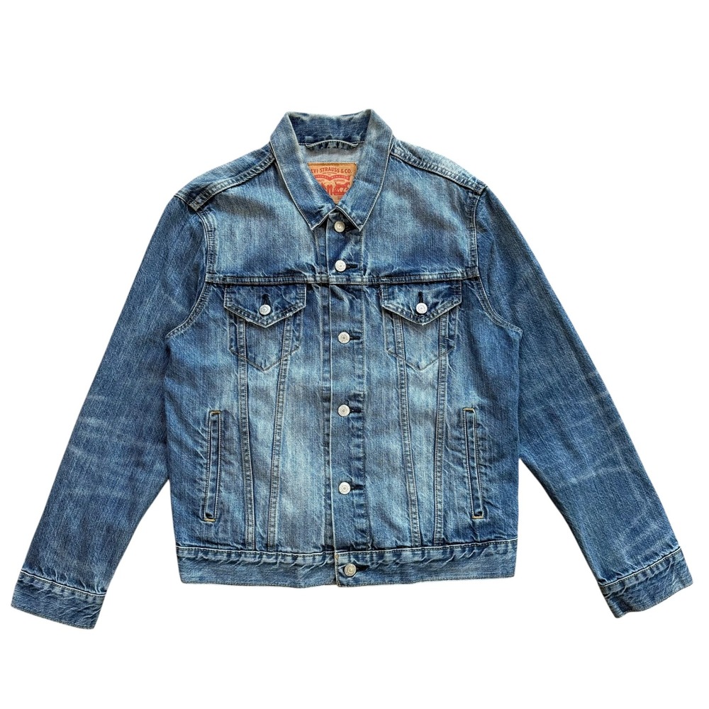 Levis Trucker Jacket Mens Small Blue‎ Denim Button Front Jean Coat